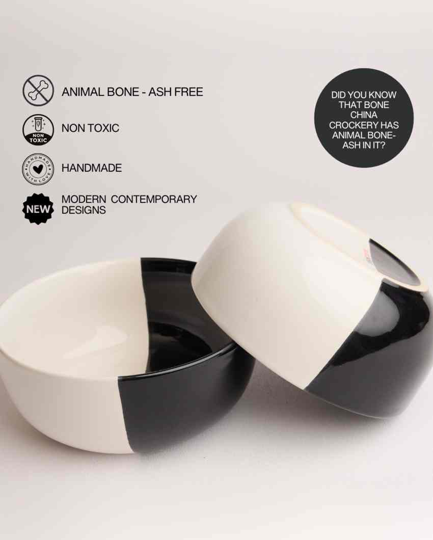 Elegant Fifty Fifty White Ceramic Stoneware Serving Bowl | 1500 ML | 8 inches