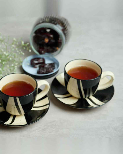 Exclusive Splash Black Ceramic Stoneware Dinner Combo | Set of 42