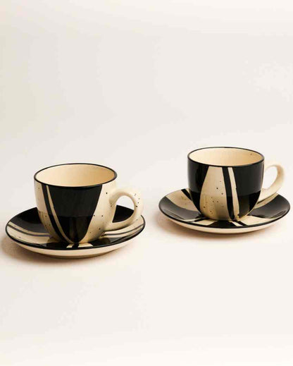 Splash Stoneware Tea Cup and Saucer | Set of 2