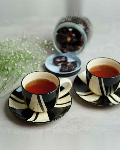 Splash Stoneware Tea Cup and Saucer | Set of 2