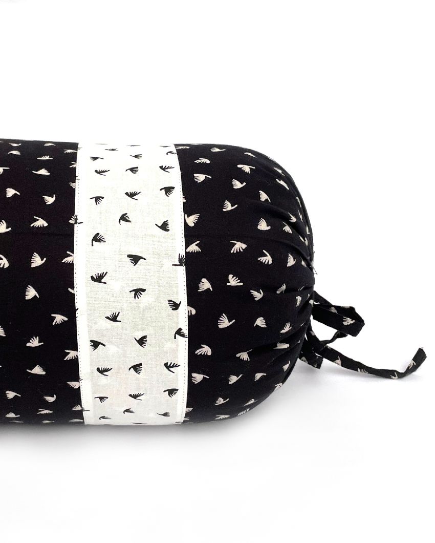 Flying Birds Printed Cylindrical Cotton Bolster Covers | Set Of 2 | 30 X 15 Inches