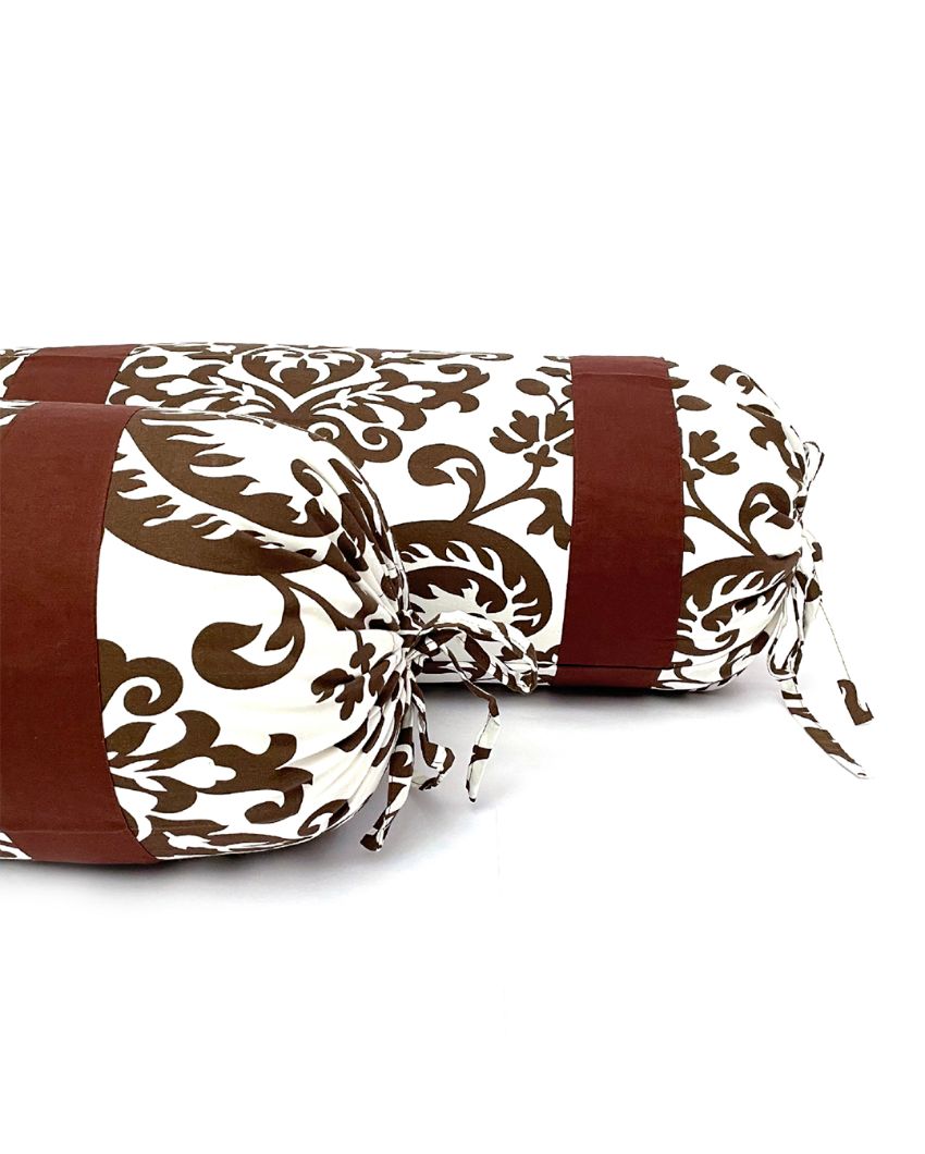 Multicolor Printed Cylindrical Cotton Bolster Covers | Set Of 2  | 30 X 15 Inches