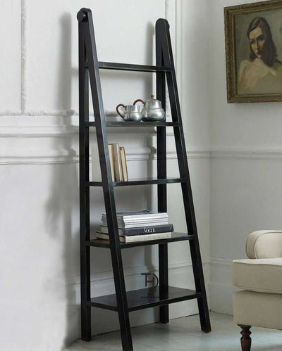 Ladwing Black Mango Wood Bookcase