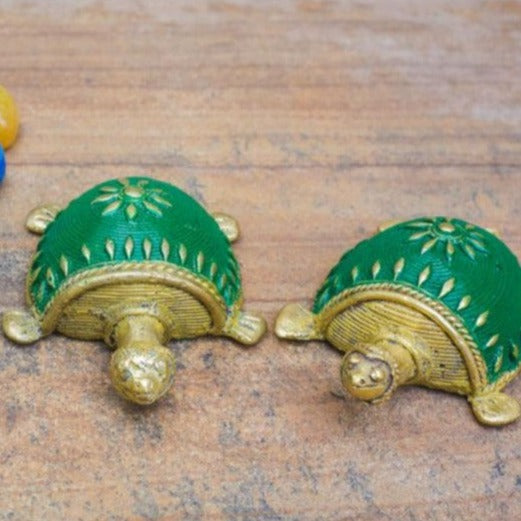 Green Dhokra Tortoise Table Top Set