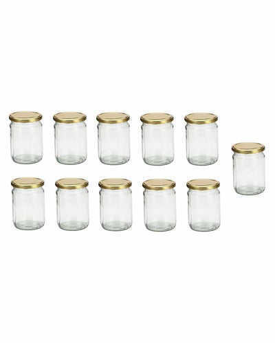 Kitchen friendly Design Transparent Glass Jar Containers | 4 x 5 inches | 500ml