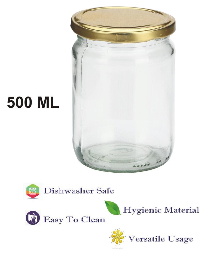 Large Clear Versatile Glass Jar for Home Organization and Kitchen Use | 500 ML | 4 x 5 inches