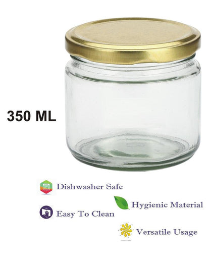 Medium Clear Glass Storage Jar with a Sleek Design for Home and Kitchen | 350 ML | 4 x 4 inches