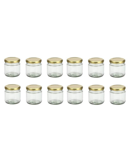 Medium Clear Glass Storage Jar with a Sleek Design for Home and Kitchen | 350 ML | 4 x 4 inches