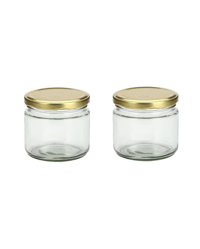 Medium Clear Glass Storage Jar with a Sleek Design for Home and Kitchen | 350 ML | 4 x 4 inches