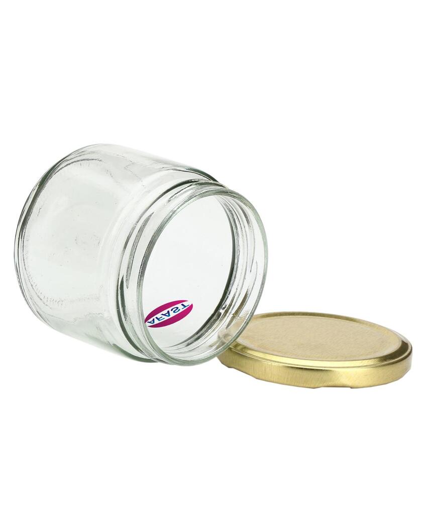 Medium Clear Glass Storage Jar with a Sleek Design for Home and Kitchen | 350 ML | 4 x 4 inches