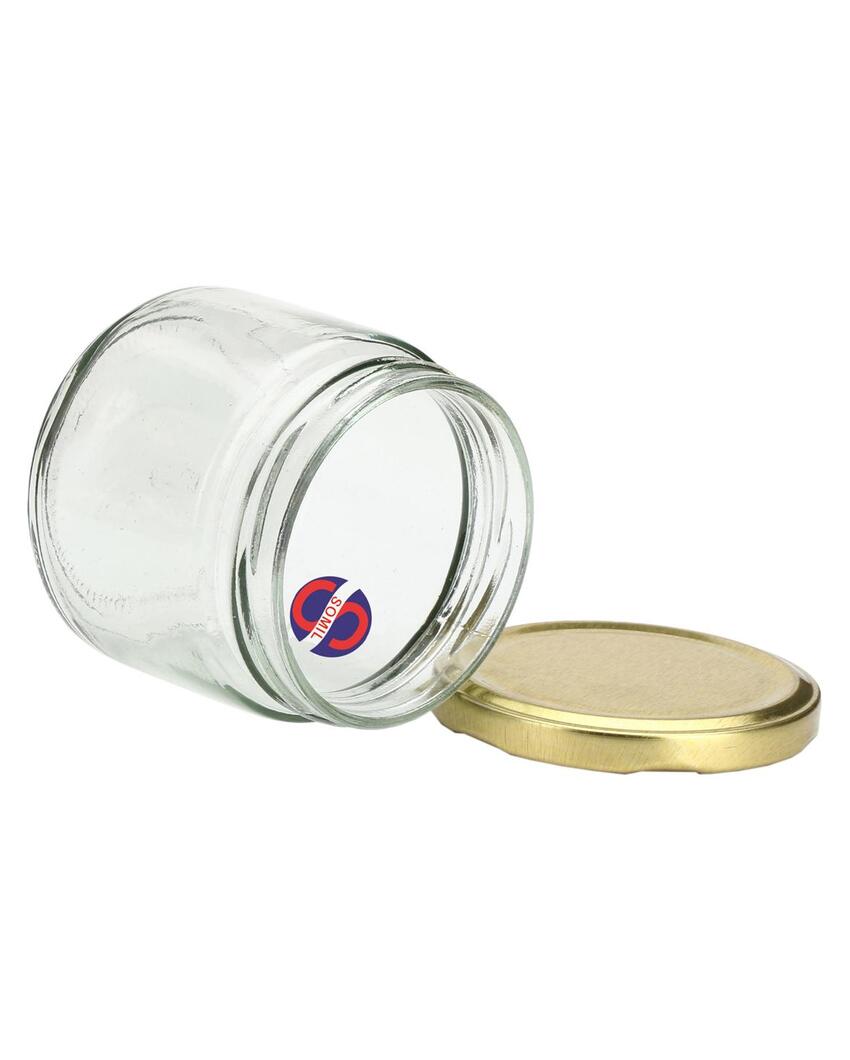 Medium Clear Glass Storage Jar with a Sleek Design for Home and Kitchen | 350 ML | 4 x 4 inches