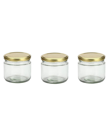 Medium Clear Glass Storage Jar with a Sleek Design for Home and Kitchen | 350 ML | 4 x 4 inches