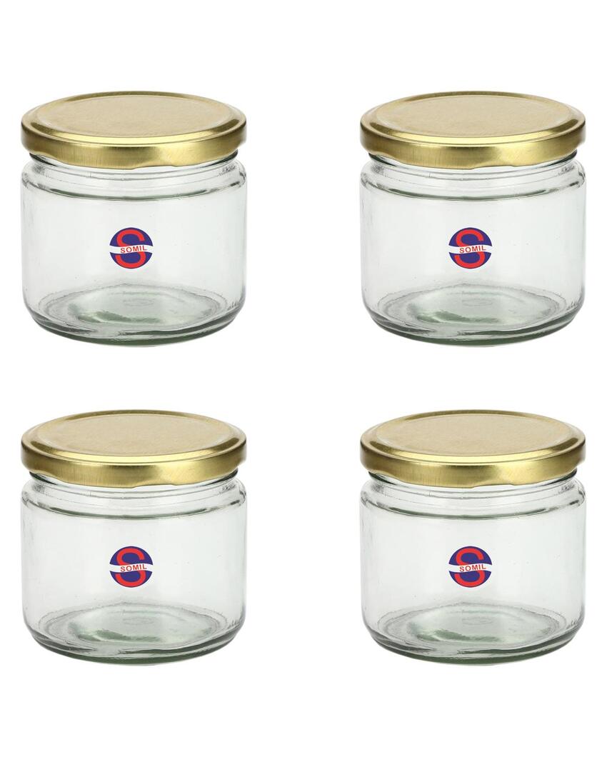 Medium Clear Glass Storage Jar with a Sleek Design for Home and Kitchen | 350 ML | 4 x 4 inches