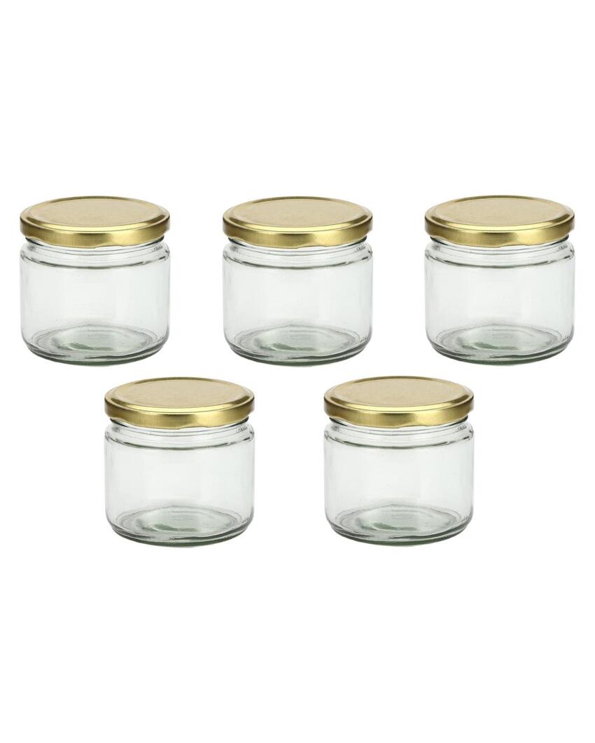 Medium Clear Glass Storage Jar with a Sleek Design for Home and Kitchen | 350 ML | 4 x 4 inches