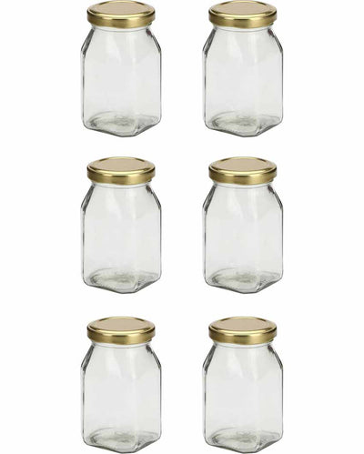 Unique Embossed Design Leakproof Transparent Glass Jar Containers | 3 x 3 x 4  inches | 400ml