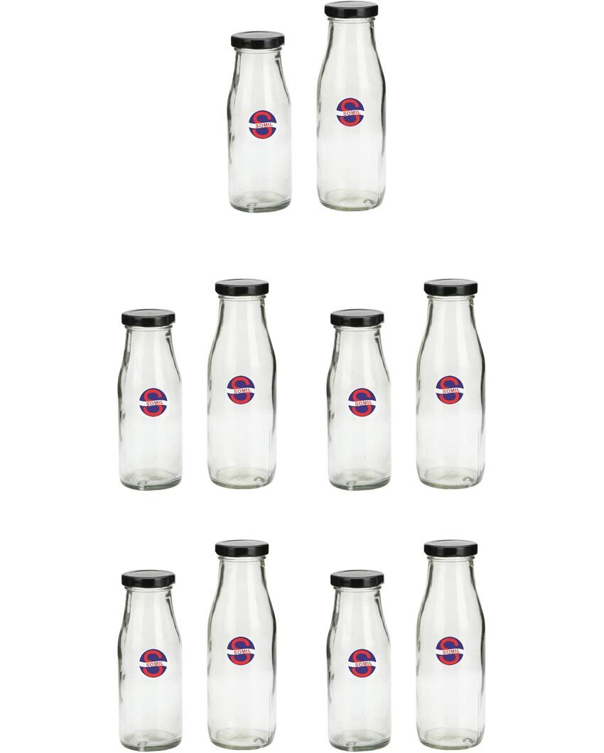 Versatile Clear Glass Milk Bottle with Secure Lid for Kitchen Storage Compact and Durable | 300 ML | 2 x 7 inches