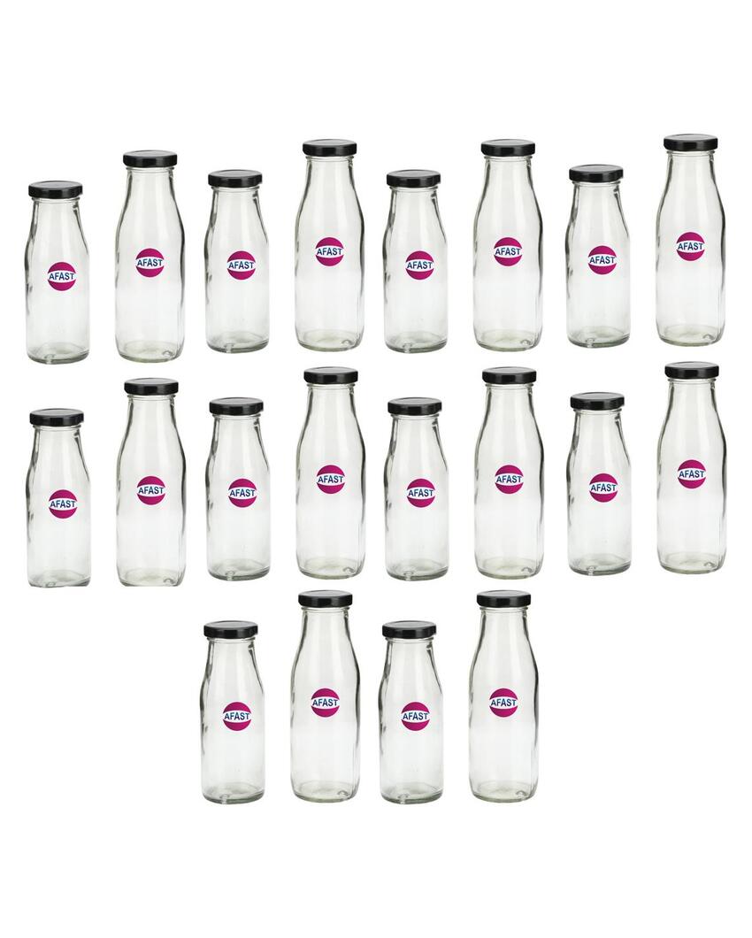 Versatile Clear Glass Milk Bottle with Secure Lid for Kitchen Storage Compact and Durable | 300 ML | 2 x 7 inches