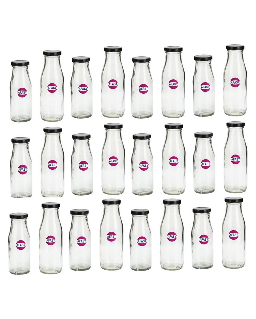 Versatile Clear Glass Milk Bottle with Secure Lid for Kitchen Storage Compact and Durable | 300 ML | 2 x 7 inches