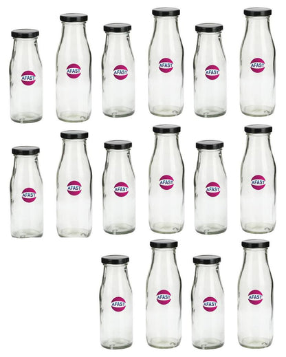 Versatile Clear Glass Milk Bottle with Secure Lid for Kitchen Storage Compact and Durable | 300 ML | 2 x 7 inches