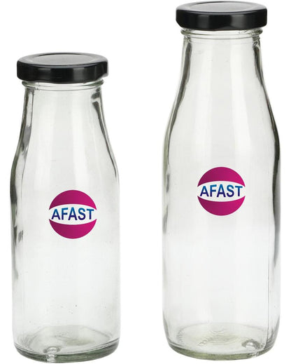 Versatile Clear Glass Milk Bottle with Secure Lid for Kitchen Storage Compact and Durable | 300 ML | 2 x 7 inches