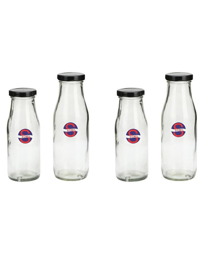 Versatile Clear Glass Milk Bottle with Secure Lid for Kitchen Storage Compact and Durable | 300 ML | 2 x 7 inches