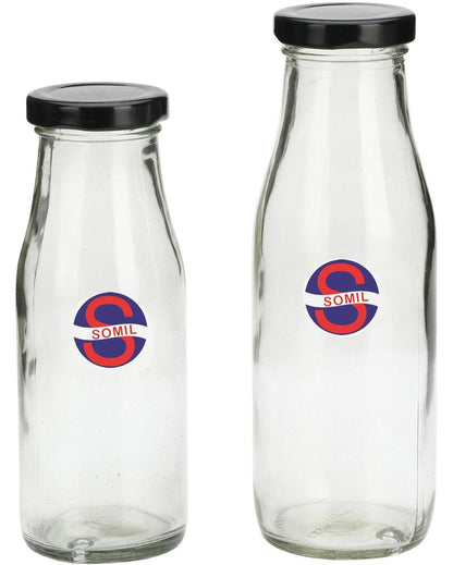 Versatile Clear Glass Milk Bottle with Secure Lid for Kitchen Storage Compact and Durable | 300 ML | 2 x 7 inches