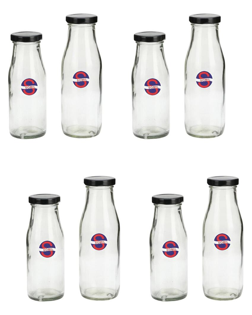 Versatile Clear Glass Milk Bottle with Secure Lid for Kitchen Storage Compact and Durable | 300 ML | 2 x 7 inches