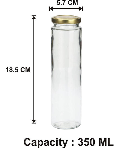 Clear Glass Kitchen Storage Container with Lid for Beverages or Foods | 350 ML | 2 x 7 inches