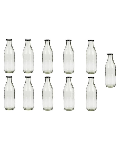 Large Clear Glass Milk Bottle with Airtight Lid for Secure Storage Multi Purpose | 1000 ML | 3 x 10 inches