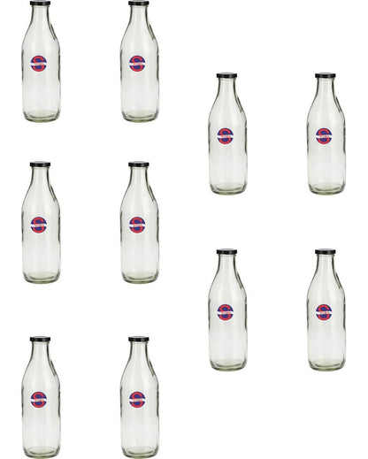 Large Clear Glass Milk Bottle with Airtight Lid for Secure Storage Multi Purpose | 1000 ML | 3 x 10 inches