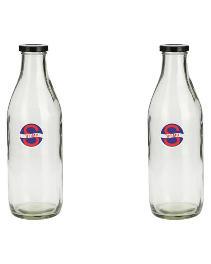 Large Clear Glass Milk Bottle with Airtight Lid for Secure Storage Multi Purpose | 1000 ML | 3 x 10 inches