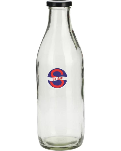 Large Clear Glass Milk Bottle with Airtight Lid for Secure Storage Multi Purpose | 1000 ML | 3 x 10 inches