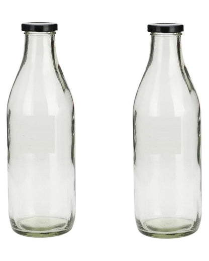 Large Clear Glass Milk Bottle with Airtight Lid for Secure Storage Multi Purpose | 1000 ML | 3 x 10 inches