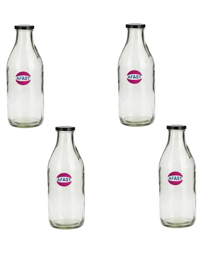 Large Clear Glass Milk Bottle with Airtight Lid for Secure Storage Multi Purpose | 1000 ML | 3 x 10 inches