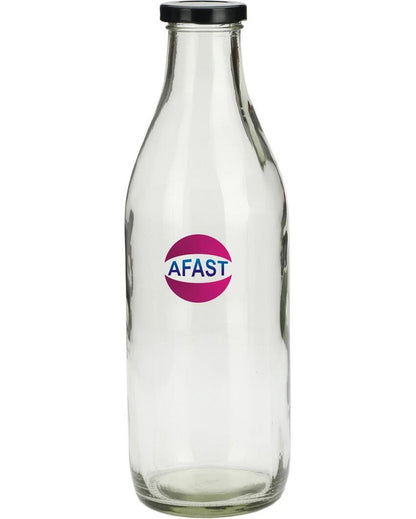 Large Clear Glass Milk Bottle with Airtight Lid for Secure Storage Multi Purpose | 1000 ML | 3 x 10 inches