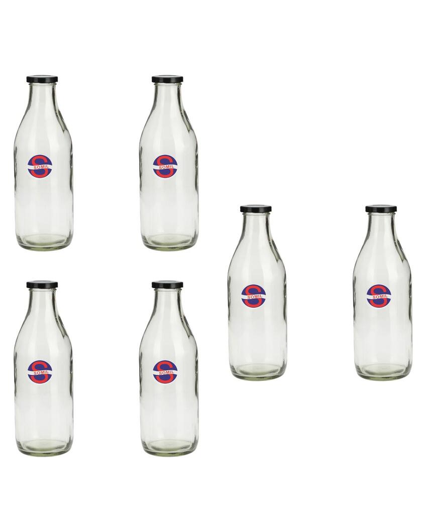 Large Clear Glass Milk Bottle with Airtight Lid for Secure Storage Multi Purpose | 1000 ML | 3 x 10 inches