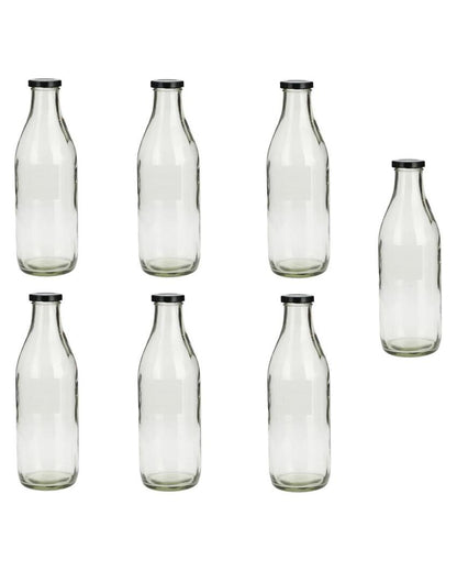 Large Clear Glass Milk Bottle with Airtight Lid for Secure Storage Multi Purpose | 1000 ML | 3 x 10 inches