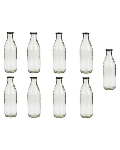 Large Clear Glass Milk Bottle with Airtight Lid for Secure Storage Multi Purpose | 1000 ML | 3 x 10 inches