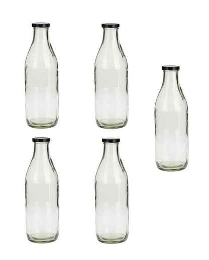 Large Clear Glass Milk Bottle with Airtight Lid for Secure Storage Multi Purpose | 1000 ML | 3 x 10 inches