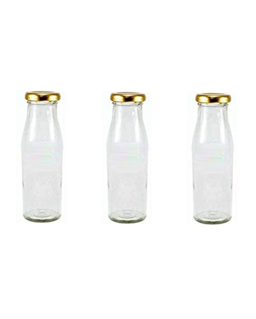 Clear Glass Milk Bottle with Lid for Storage and Serving Compact Design | 300 ML | 2 x 7 inches