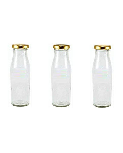 Clear Glass Milk Bottle with Lid for Storage and Serving Compact Design | 300 ML | 2 x 7 inches