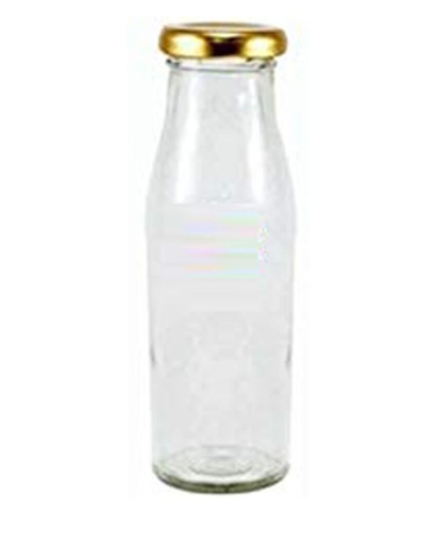 Clear Glass Milk Bottle with Lid for Storage and Serving Compact Design | 300 ML | 2 x 7 inches