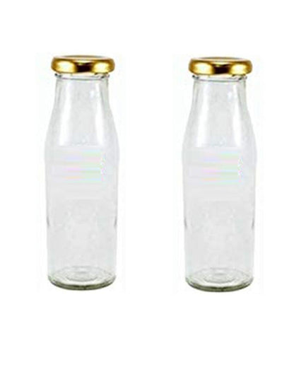 Clear Glass Milk Bottle with Lid for Storage and Serving Compact Design | 300 ML | 2 x 7 inches