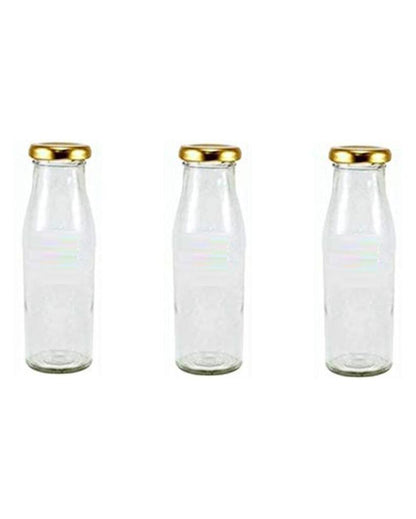 Clear Glass Milk Bottle with Lid for Storage and Serving Compact Design | 300 ML | 2 x 7 inches