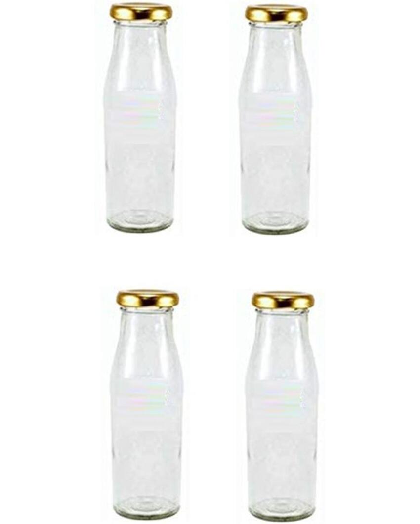 Clear Glass Milk Bottle with Lid for Storage and Serving Compact Design | 300 ML | 2 x 7 inches