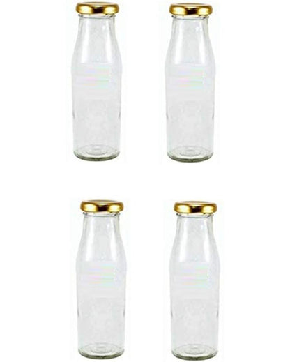 Clear Glass Milk Bottle with Lid for Storage and Serving Compact Design | 300 ML | 2 x 7 inches