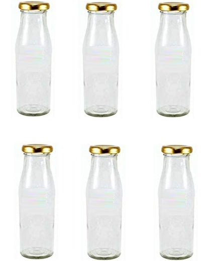 Clear Glass Milk Bottle with Lid for Storage and Serving Compact Design | 300 ML | 2 x 7 inches