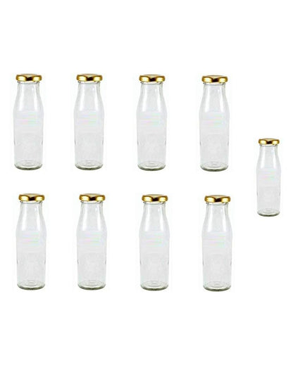 Clear Glass Milk Bottle with Lid for Storage and Serving Compact Design | 300 ML | 2 x 7 inches