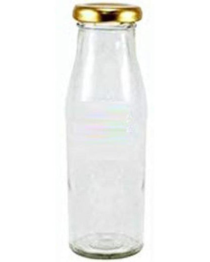 Clear Glass Milk Bottle with Lid for Storage and Serving Compact Design | 300 ML | 2 x 7 inches