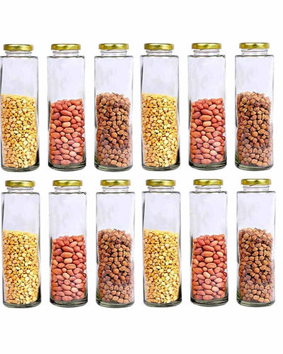 Versatile Clear Glass Storage Jar with Secure Lid | Set Of 12 | 2 x 7 inches | 350ml
